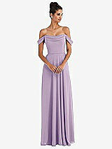 Alt View 1 Thumbnail - Pale Purple Off-the-Shoulder Draped Neckline Maxi Dress