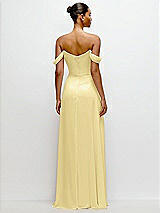 Rear View Thumbnail - Pale Yellow Off-the-Shoulder Draped Neckline Maxi Dress