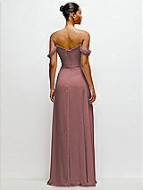 Rear View Thumbnail - Rosewood Off-the-Shoulder Draped Neckline Maxi Dress