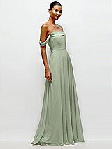 Side View Thumbnail - Sage Off-the-Shoulder Draped Neckline Maxi Dress