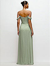 Rear View Thumbnail - Sage Off-the-Shoulder Draped Neckline Maxi Dress