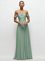 Front View Thumbnail - Seagrass Off-the-Shoulder Draped Neckline Maxi Dress