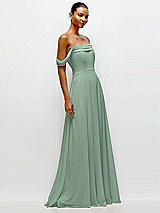 Side View Thumbnail - Seagrass Off-the-Shoulder Draped Neckline Maxi Dress