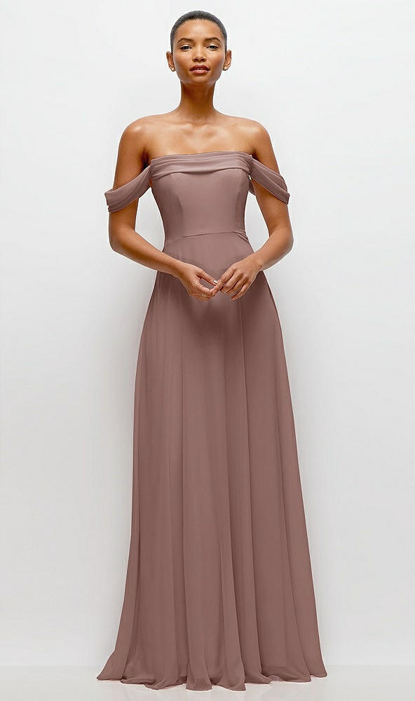 Front View - Sienna Off-the-Shoulder Draped Neckline Maxi Dress