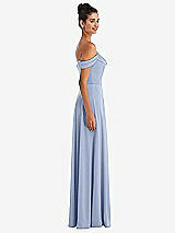 Alt View 3 Thumbnail - Sky Blue Off-the-Shoulder Draped Neckline Maxi Dress