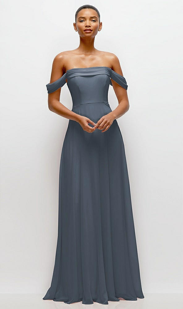 Front View - Silverstone Off-the-Shoulder Draped Neckline Maxi Dress