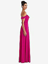 Alt View 3 Thumbnail - Think Pink Off-the-Shoulder Draped Neckline Maxi Dress