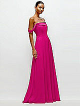 Side View Thumbnail - Think Pink Off-the-Shoulder Draped Neckline Maxi Dress