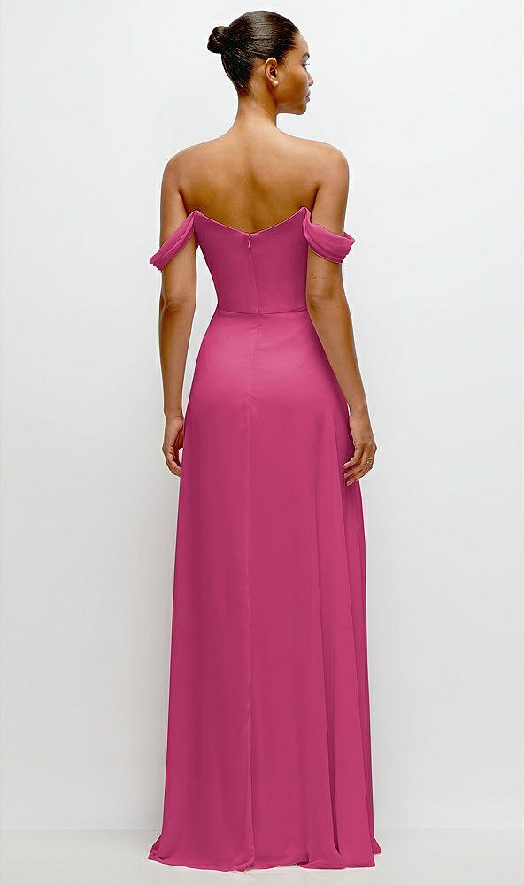 Back View - Tea Rose Off-the-Shoulder Draped Neckline Maxi Dress