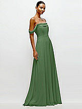 Side View Thumbnail - Vineyard Green Off-the-Shoulder Draped Neckline Maxi Dress