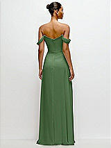 Rear View Thumbnail - Vineyard Green Off-the-Shoulder Draped Neckline Maxi Dress