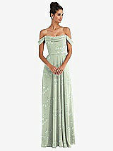 Alt View 1 Thumbnail - Vintage Primrose Sage Off-the-Shoulder Draped Neckline Maxi Dress