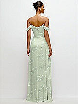 Rear View Thumbnail - Vintage Primrose Sage Off-the-Shoulder Draped Neckline Maxi Dress