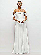 Front View Thumbnail - White Off-the-Shoulder Draped Neckline Maxi Dress