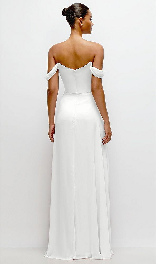 Back View - White Off-the-Shoulder Draped Neckline Maxi Dress