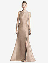 Rear View Thumbnail - Topaz Bateau Neck Open-Back Maxi Dress with Bow Detail