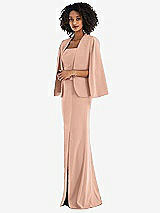 Side View Thumbnail - Pale Peach Open-Front Split Sleeve Cape Jacket