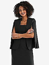 Front View Thumbnail - Black Open-Front Split Sleeve Cape Jacket