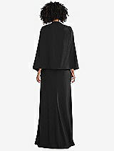 Rear View Thumbnail - Black Open-Front Split Sleeve Cape Jacket