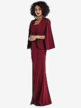 Side View Thumbnail - Burgundy Open-Front Split Sleeve Cape Jacket