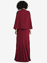 Rear View Thumbnail - Burgundy Open-Front Split Sleeve Cape Jacket