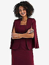 Front View Thumbnail - Cabernet Open-Front Split Sleeve Cape Jacket