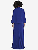 Rear View Thumbnail - Cobalt Blue Open-Front Split Sleeve Cape Jacket