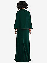 Rear View Thumbnail - Evergreen Open-Front Split Sleeve Cape Jacket