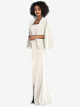 Side View Thumbnail - Ivory Open-Front Split Sleeve Cape Jacket