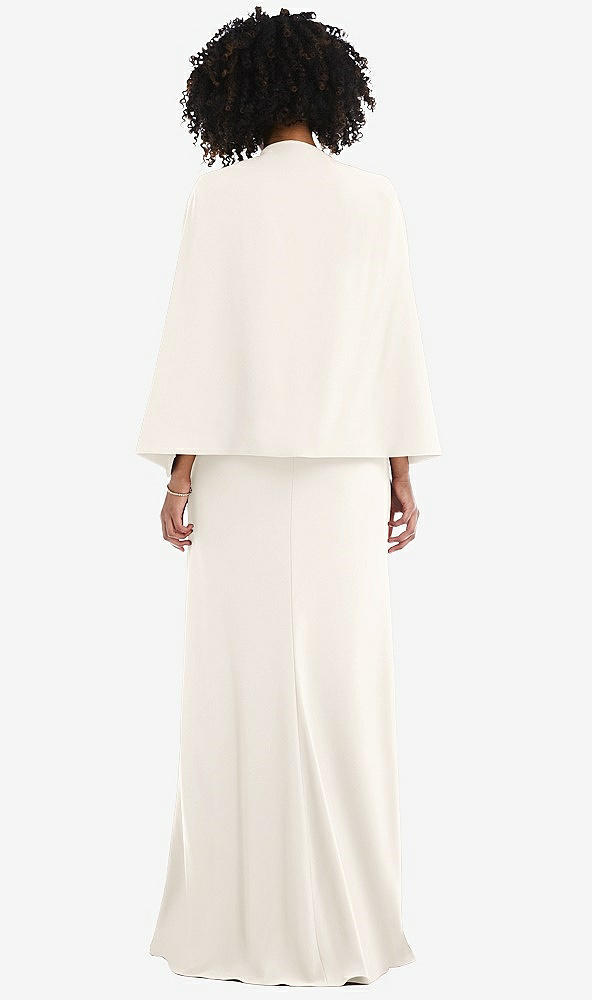 Back View - Ivory Open-Front Split Sleeve Cape Jacket