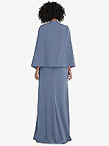 Rear View Thumbnail - Larkspur Blue Open-Front Split Sleeve Cape Jacket