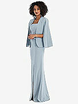 Side View Thumbnail - Mist Open-Front Split Sleeve Cape Jacket