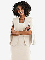 Front View Thumbnail - Oat Open-Front Split Sleeve Cape Jacket