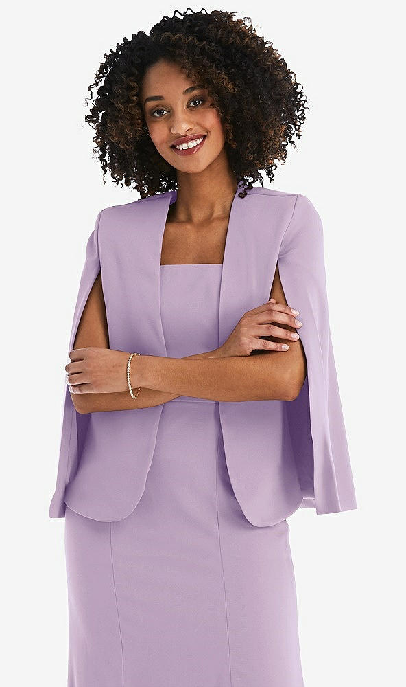 Front View - Pale Purple Open-Front Split Sleeve Cape Jacket