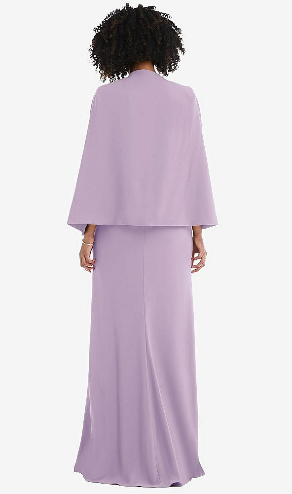 Back View - Pale Purple Open-Front Split Sleeve Cape Jacket