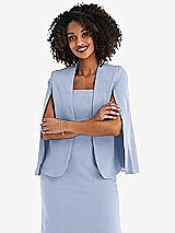 Front View Thumbnail - Sky Blue Open-Front Split Sleeve Cape Jacket