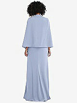 Rear View Thumbnail - Sky Blue Open-Front Split Sleeve Cape Jacket