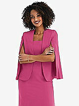 Front View Thumbnail - Tea Rose Open-Front Split Sleeve Cape Jacket