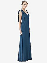 Side View Thumbnail - Dusk Blue Bow-Shoulder V-Back Trumpet Gown