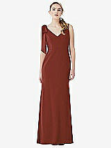 Front View Thumbnail - Auburn Moon Bow-Shoulder V-Back Trumpet Gown