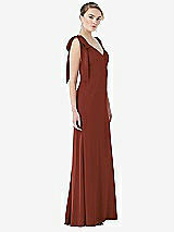 Side View Thumbnail - Auburn Moon Bow-Shoulder V-Back Trumpet Gown