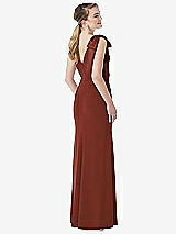 Rear View Thumbnail - Auburn Moon Bow-Shoulder V-Back Trumpet Gown