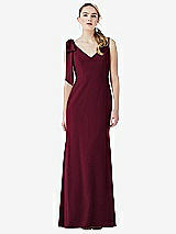 Front View Thumbnail - Cabernet Bow-Shoulder V-Back Trumpet Gown