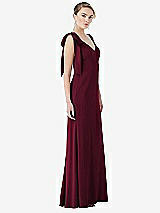 Side View Thumbnail - Cabernet Bow-Shoulder V-Back Trumpet Gown