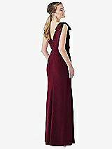 Rear View Thumbnail - Cabernet Bow-Shoulder V-Back Trumpet Gown