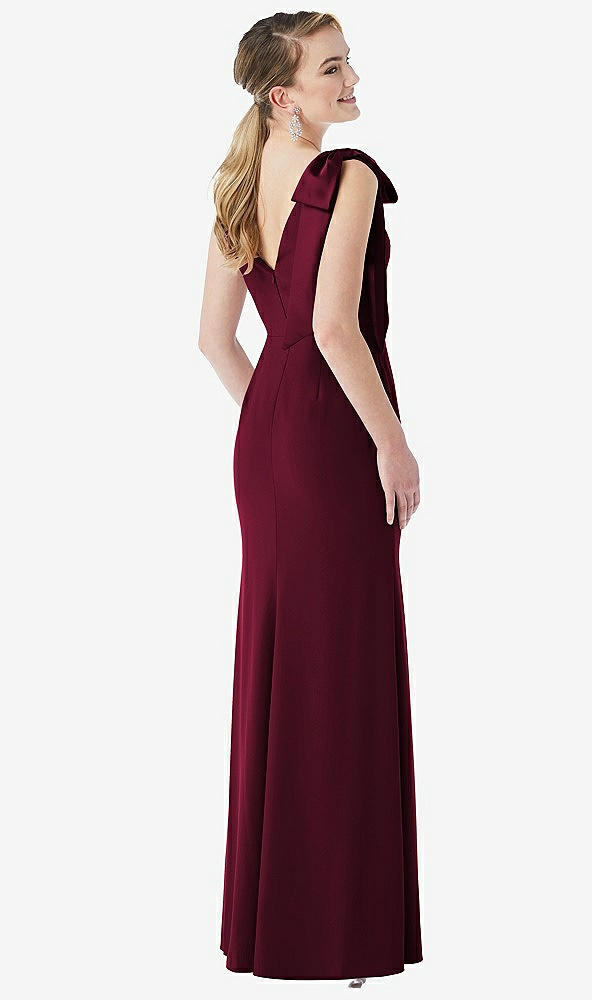 Back View - Cabernet Bow-Shoulder V-Back Trumpet Gown