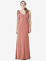 Front View Thumbnail - Desert Rose Bow-Shoulder V-Back Trumpet Gown