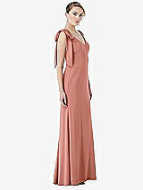 Side View Thumbnail - Desert Rose Bow-Shoulder V-Back Trumpet Gown