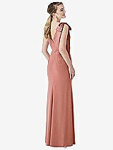 Rear View Thumbnail - Desert Rose Bow-Shoulder V-Back Trumpet Gown