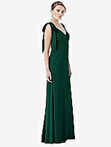 Side View Thumbnail - Hunter Green Bow-Shoulder V-Back Trumpet Gown